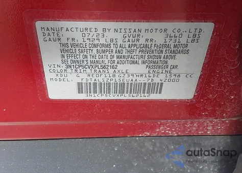 2023 Nissan Kicks Sv Xtronic Cvt z USA, uszkodzony, nr VIN 3N1CP5CVXPL562162